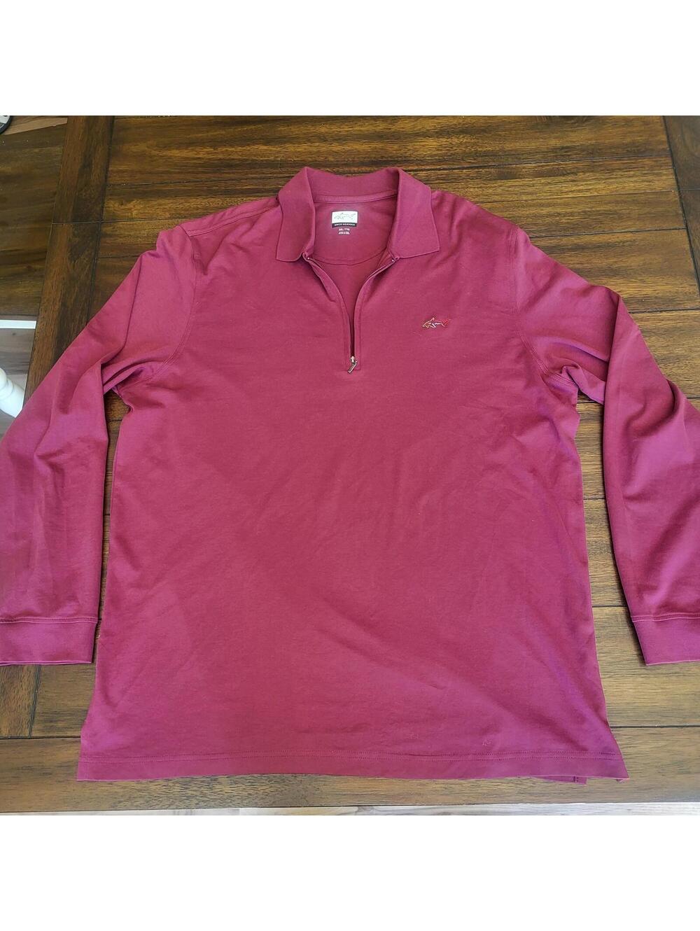 Greg Norman Men's Burgundy Long Sleeve Quarter Zip Golf Polo Shirt XXL